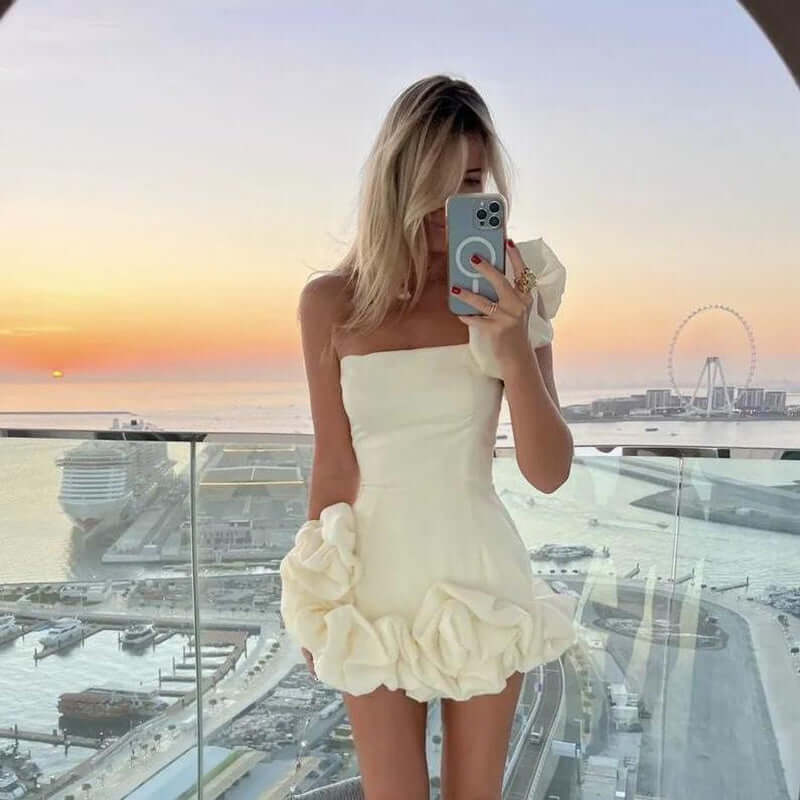Ruffled Flower-bud Bodycon Dress